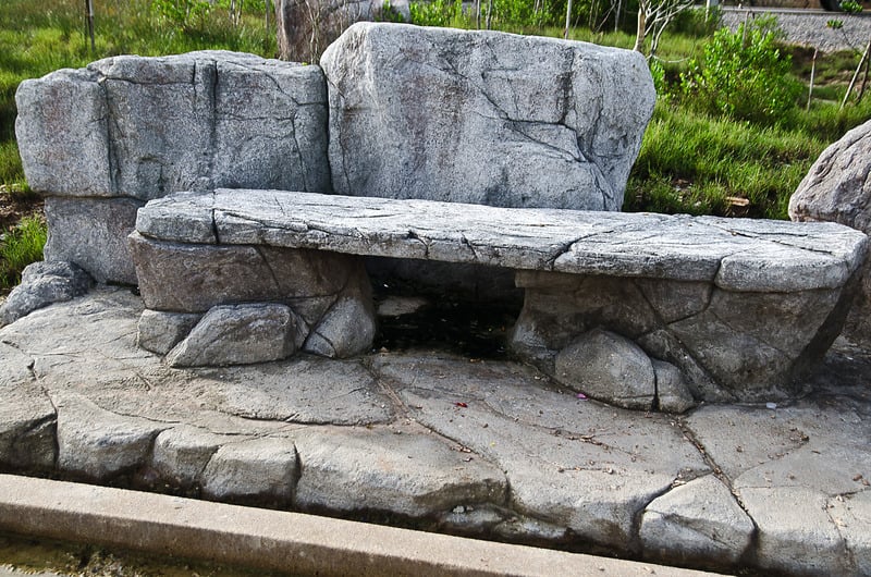 Rustic Stone Bench With Natural Rock Formation
