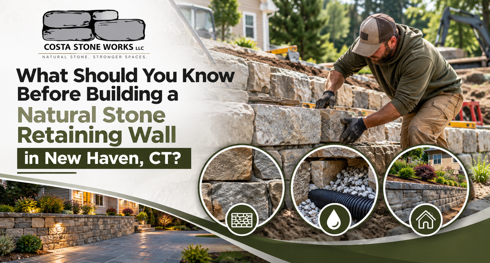 Natural stone retaining wall New Haven
